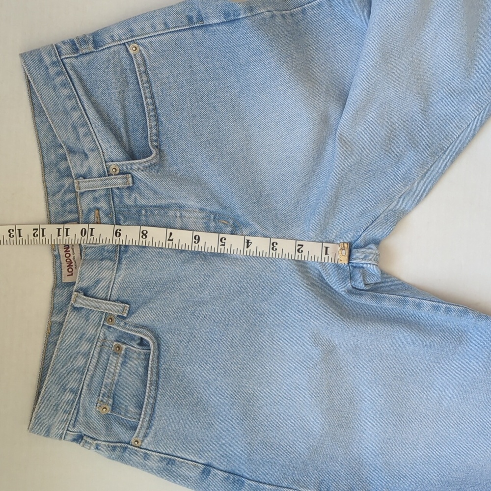 Vtg. London Jean Asian Dragon Embroidered High Rise Cropped Mom Jeans 10 Blue - Picture 12 of 13